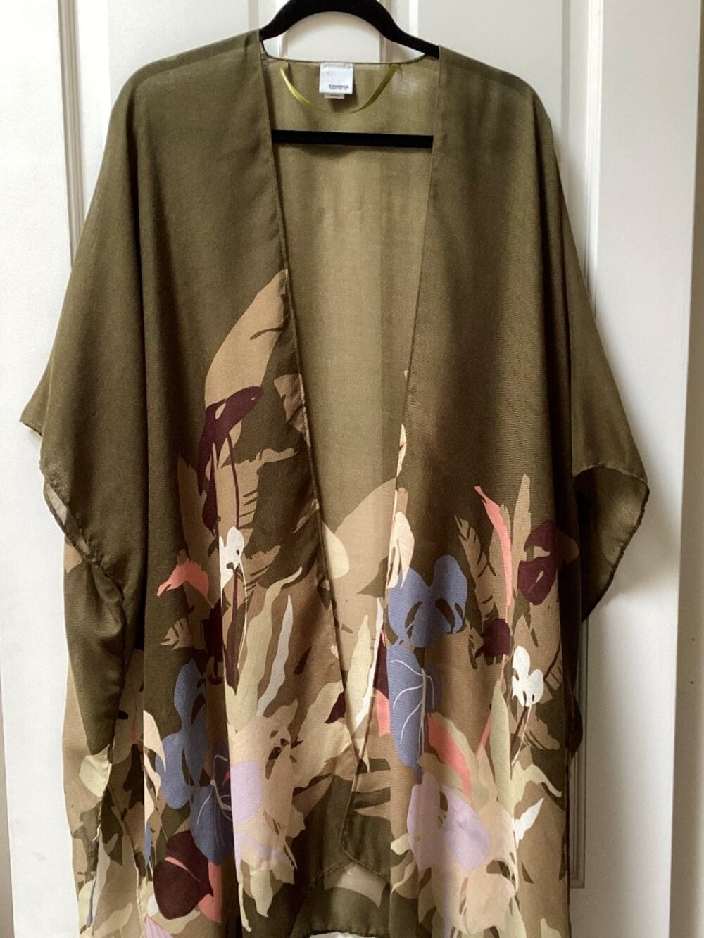 Sonoma green flowered kimono, one size